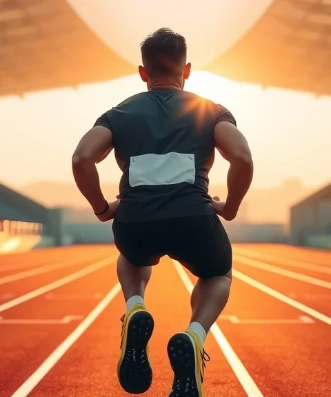 Illustration: athletics scene for Arshad Nadeem