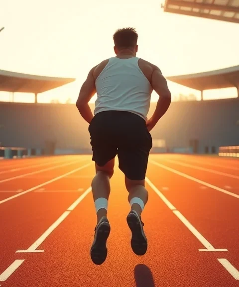Illustration: athletics scene for Usain Bolt