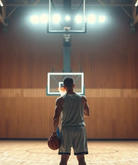 Illustration: basketball scene for Michael Jordan
