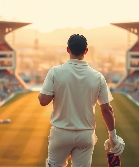 Illustration: cricket scene for Waqar Younis